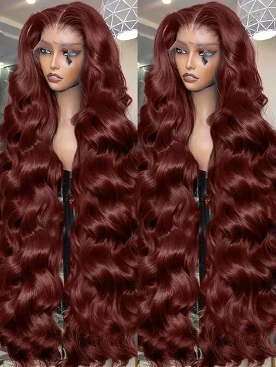 HD 13x4 Reddish Brown Body Wave Lace Frontal Human Hair Wigs Water Wave Brazilian Pre Plucked 13x6 Lace Front Wig For Women