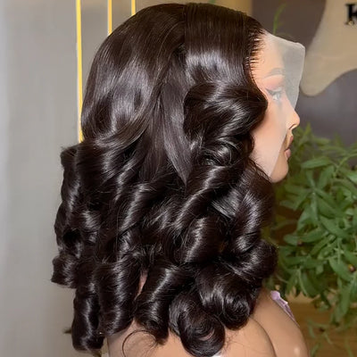 400 Density Glueless Wig Human Hair Bouncy Curly 36Inch HD Lace Frontal Wig For Women Super Double Drawn 13x6 HD Lace Front Wig