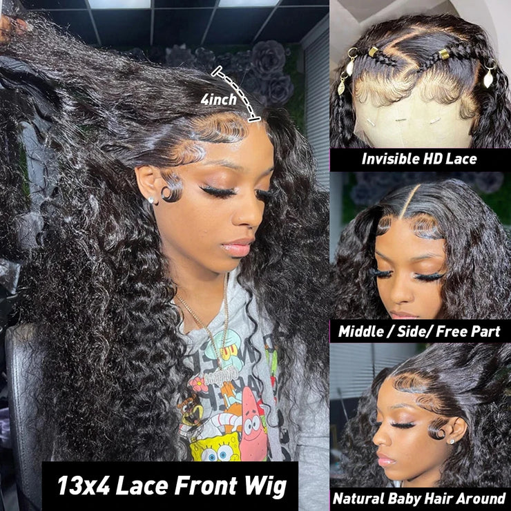 13x6 Hd Lace Frontal Wig Curly Human Hair Wigs  32 Inch Deep Wave Water Wave Lace Frontal Wigs