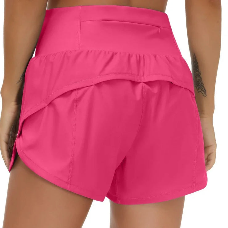 Gym Yoga Wear Sport High Waist Short Pocket Run Women Sportswear Fitness Outfi Push Up Quick Drying Summer Cycling Clothing Pink