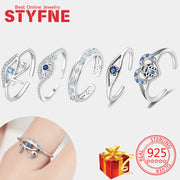 Woman Rings Blue Eye Ring 925 Sterling Silver For Women's ring Jewelry with Gift Bag