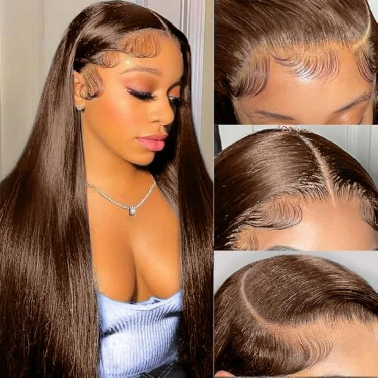 HD 13x6 13x4 Lace Frontal Wigs 100% Raw Vietnamese Chocolate Brown Straight Virgin Hair Pre Plucked Lace Front Human Hair Wigs