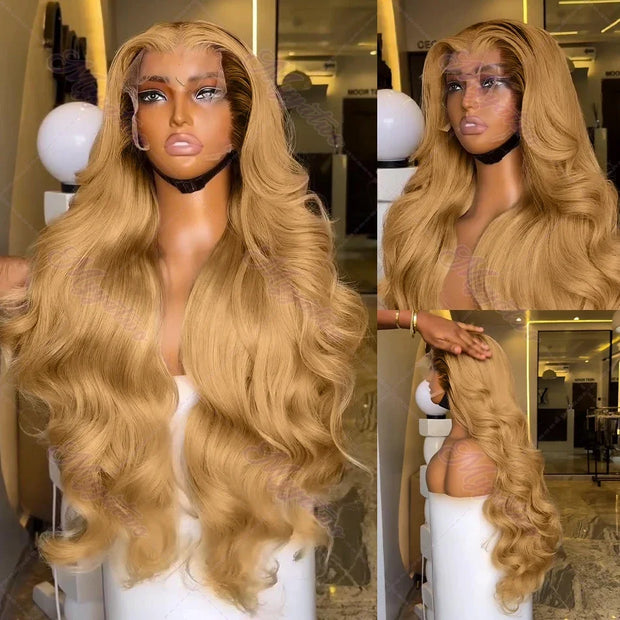 13x4 13x6 360 HD Transparent 613 Honey Blonde Color Lace Front Human Hair Wigs for Women Raw Brazilian Wavy Lace Frontal Wig