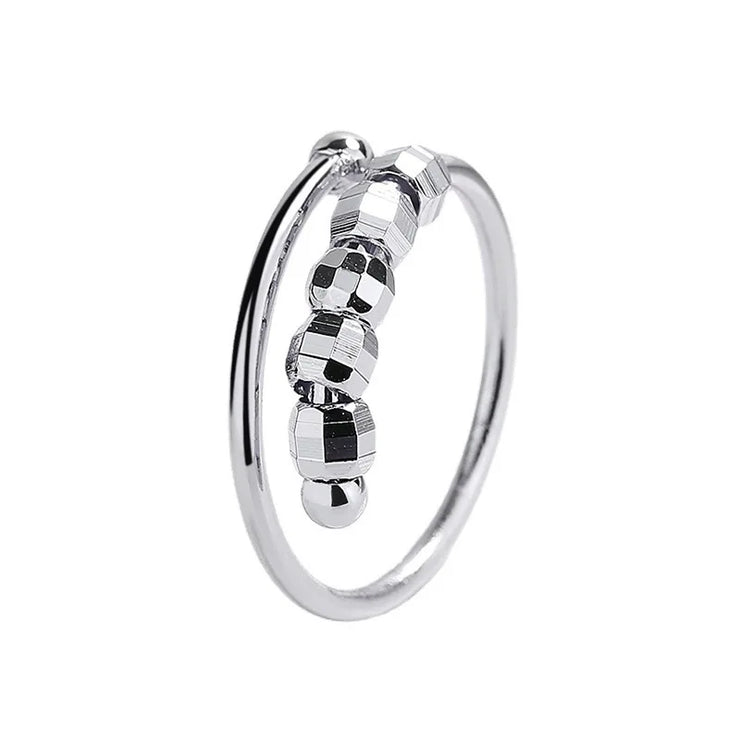 Punk Anxiety Rings For Women Men Spiral Fidget Beads Ring Nice Trend Jewelry Rotate Freely Anti Stress Stainless Steel Ring Gift