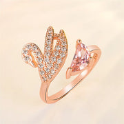 Crystals Rings For Woman Fashion Jewelry High Quality Zircon Rose Gold Silver Little Swan Open Ring