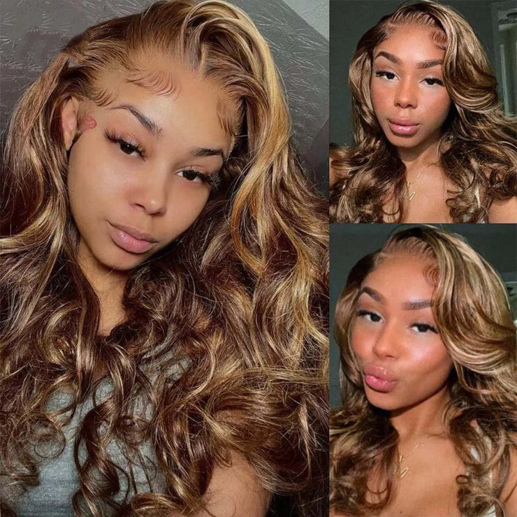 Highlight Wig 13x4 13x6 Hd Lace Frontal Human Hair Wig 30 40 Inch Honey Blonde Body Wave Lace Front Wigs For Women Natural Hair