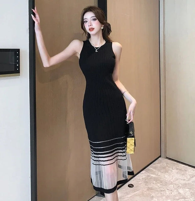 Dresses for Women Black SMidi Woman Dress Party Evening Night Club Prom Casual Youth G Fashion Summer 2025 Retro Sensual Sexy X