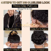 13x6 HD Lace Frontal Wigs Water Wave Pull Go Glueless Wig Human Hair 360 Full Lace Wig with Invisible Elastic Drawstring