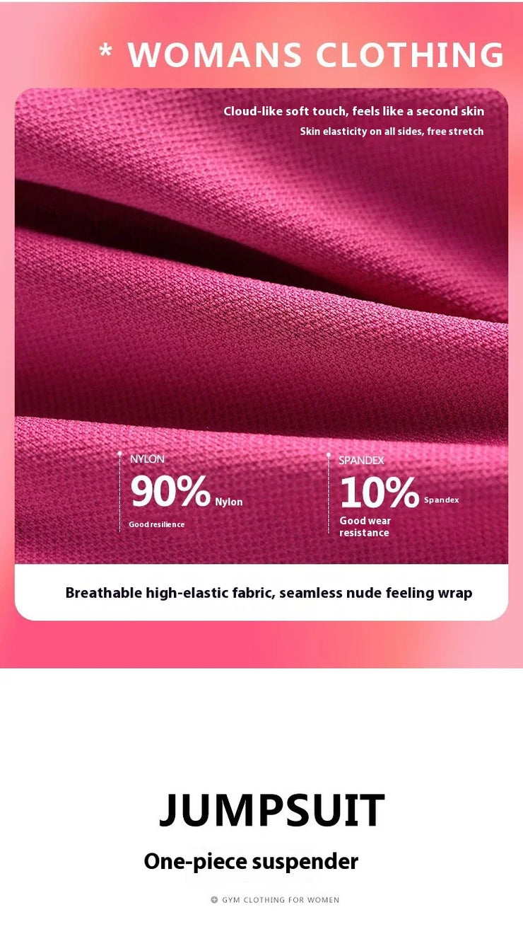 Gym Jumpsuits for Women Sport Overalls Sleeveless Fitness Yoga Suit Elastic Workout Short Bodysuit Push-up Athletic Wear