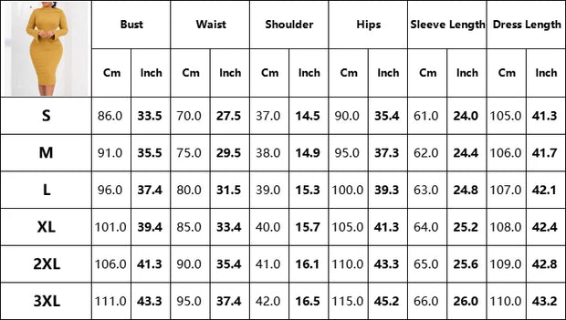 Dresses for Women 2024 New Skew Collar Full Sleeve Solid Sheath Package Hips Mid Calf Professional African Business Work Dress