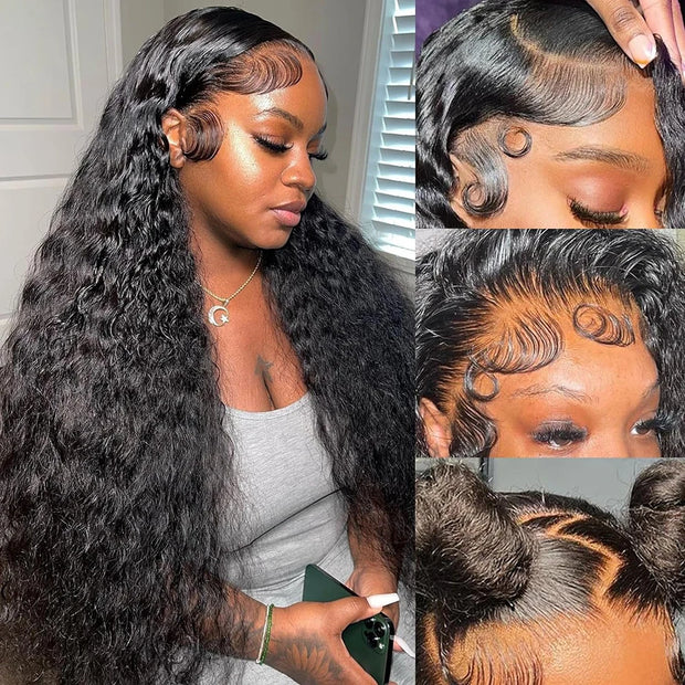 13x6 Hd Lace Frontal Wig Curly Human Hair Wigs  32 Inch Deep Wave Water Wave Lace Frontal Wigs
