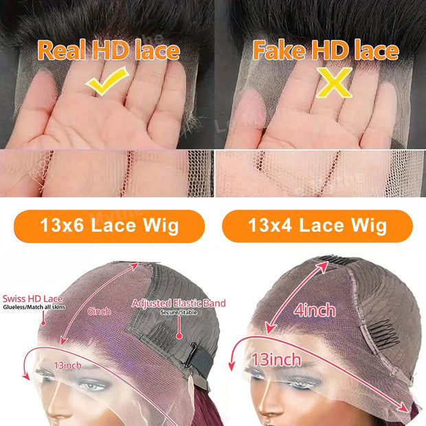 ISHINE Reddish Brown Deep Curly 13x4 Lace Frontal Wig Human Hair 13x6 Curly 34 Inch HD Lace Front Wigs Red Wine Water Wave