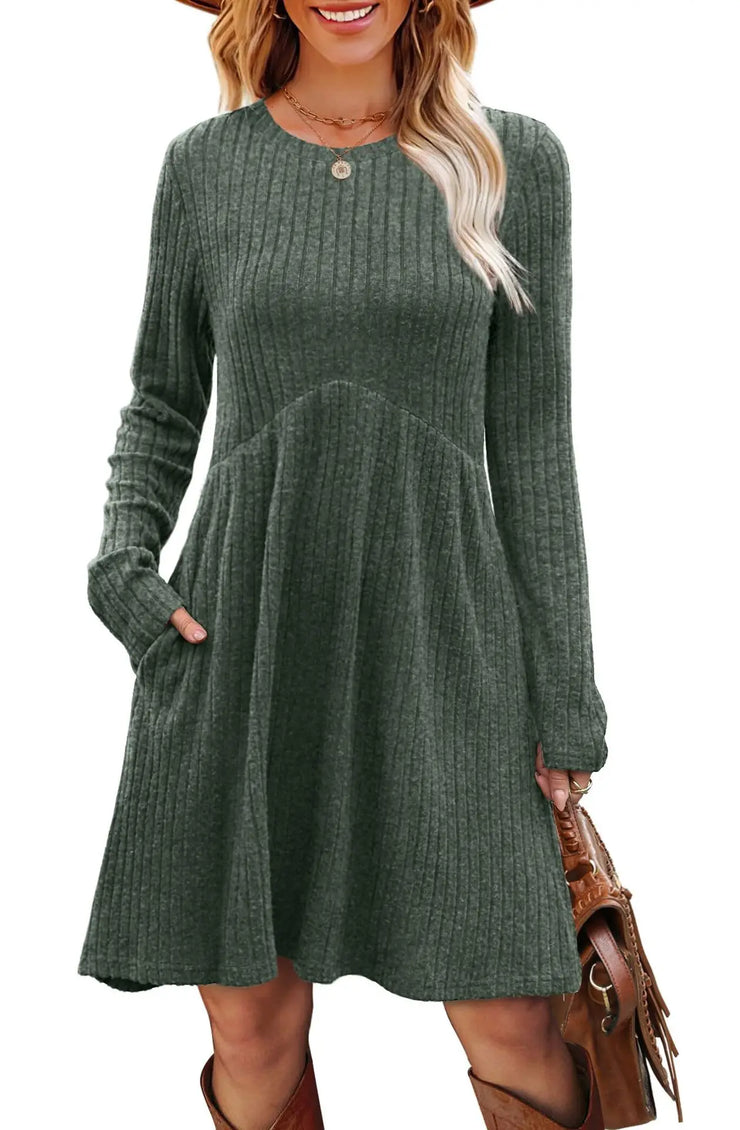 Dresses 2025 Woman Knitted Dress Slim Solid Color Simple Style Vestidos Long Sleeves All-match Casual Elegant Temperament Trendy
