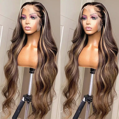 Highlight Wig 13x4 13x6 Hd Lace Frontal Human Hair Wig 30 40 Inch Honey Blonde Body Wave Lace Front Wigs For Women Natural Hair