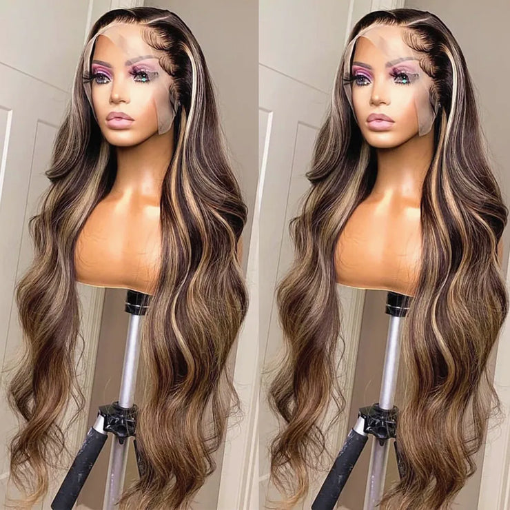 Highlight Wig 13x4 13x6 Hd Lace Frontal Human Hair Wig 30 40 Inch Honey Blonde Body Wave Lace Front Wigs For Women Natural Hair
