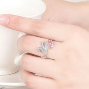 Crystals Rings For Woman Fashion Jewelry High Quality Zircon Rose Gold Silver Little Swan Open Ring