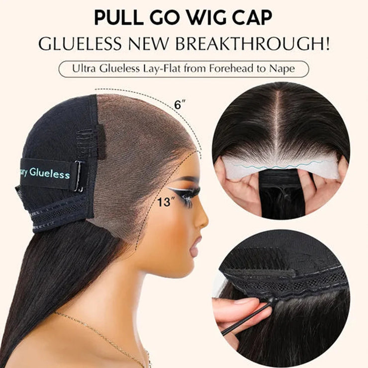 13x6 HD Lace Frontal Wigs Water Wave Pull Go Glueless Wig Human Hair 360 Full Lace Wig with Invisible Elastic Drawstring