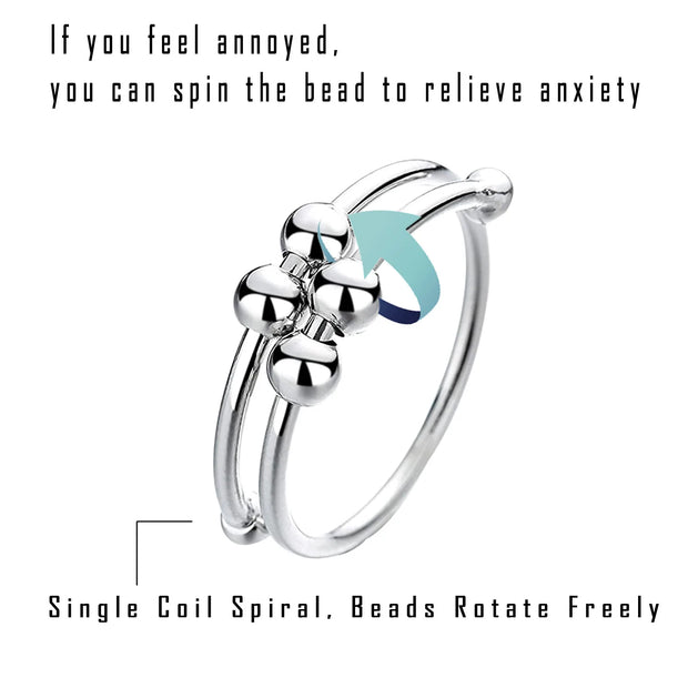 Punk Anxiety Rings For Women Men Spiral Fidget Beads Ring Nice Trend Jewelry Rotate Freely Anti Stress Stainless Steel Ring Gift
