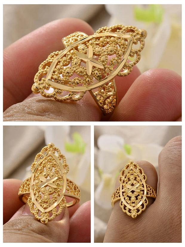 Rings for Women Gold Color Fashion Jewelry Rings Woman Girl,Wholesale Arab Jewelry Symbol of Wealth