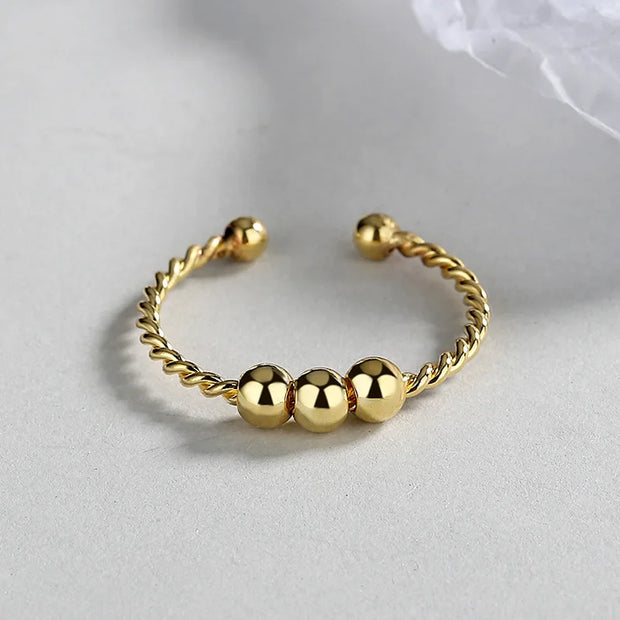 Punk Anxiety Rings For Women Men Spiral Fidget Beads Ring Nice Trend Jewelry Rotate Freely Anti Stress Stainless Steel Ring Gift