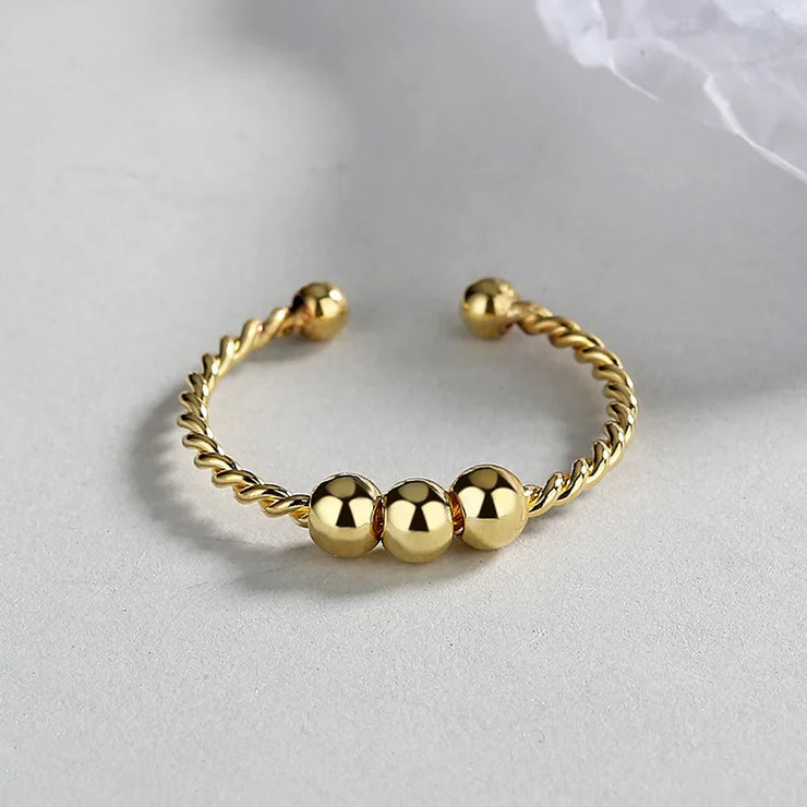 Punk Anxiety Rings For Women Men Spiral Fidget Beads Ring Nice Trend Jewelry Rotate Freely Anti Stress Stainless Steel Ring Gift
