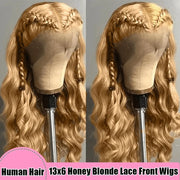 13x4 13x6 360 HD Transparent 613 Honey Blonde Color Lace Front Human Hair Wigs for Women Raw Brazilian Wavy Lace Frontal Wig