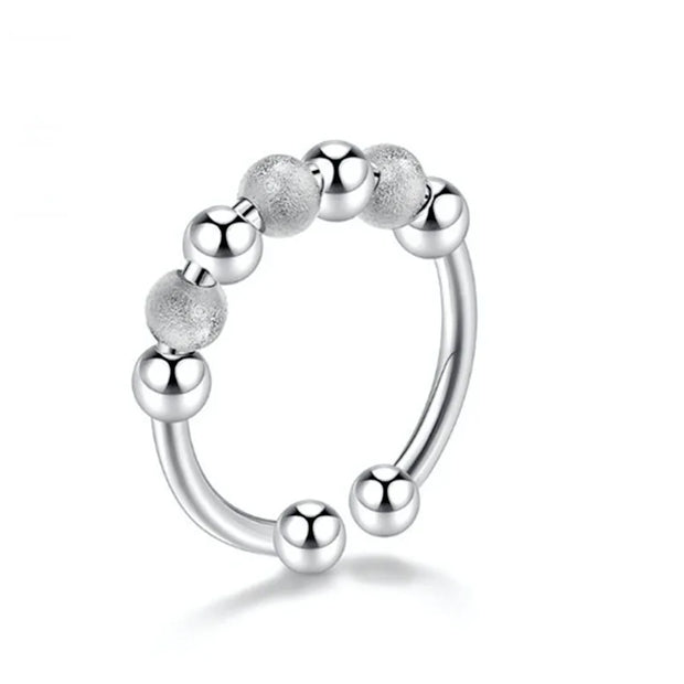 Punk Anxiety Rings For Women Men Spiral Fidget Beads Ring Nice Trend Jewelry Rotate Freely Anti Stress Stainless Steel Ring Gift