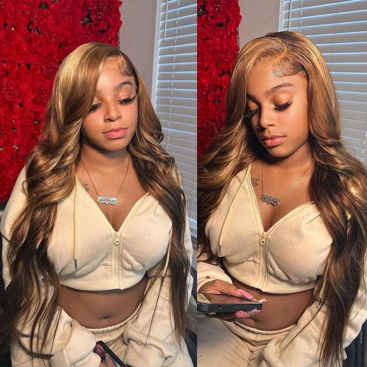 Highlight Wig 13x4 13x6 Hd Lace Frontal Human Hair Wig 30 40 Inch Honey Blonde Body Wave Lace Front Wigs For Women Natural Hair