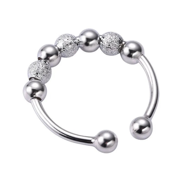 Punk Anxiety Rings For Women Men Spiral Fidget Beads Ring Nice Trend Jewelry Rotate Freely Anti Stress Stainless Steel Ring Gift