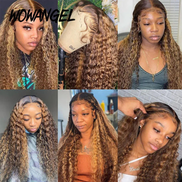 250% Highlight Wigs HD Lace Front Full Lace Frontal Wigs Curly Water Wave Wigs 13x6 HD Lace Frontal Human Hair Wigs Melt Skins