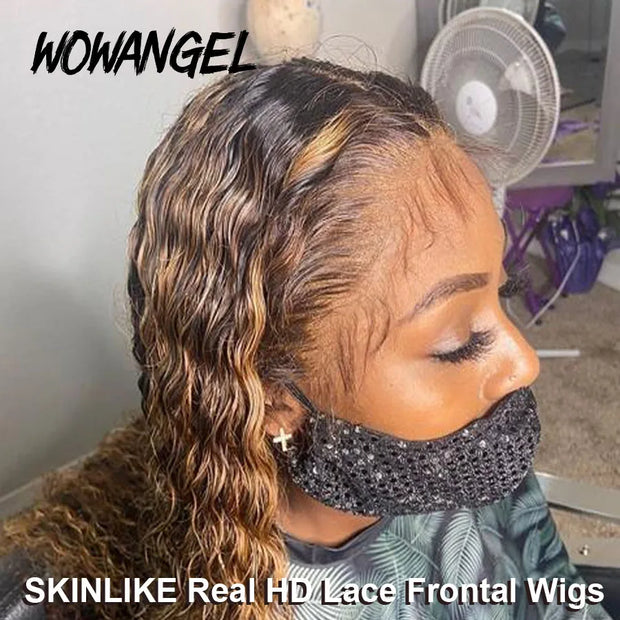 250% Highlight Wigs HD Lace Front Full Lace Frontal Wigs Curly Water Wave Wigs 13x6 HD Lace Frontal Human Hair Wigs Melt Skins