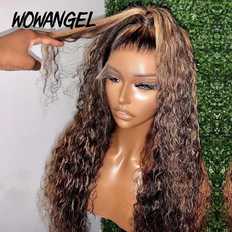 250% Highlight Wigs HD Lace Front Full Lace Frontal Wigs Curly Water Wave Wigs 13x6 HD Lace Frontal Human Hair Wigs Melt Skins