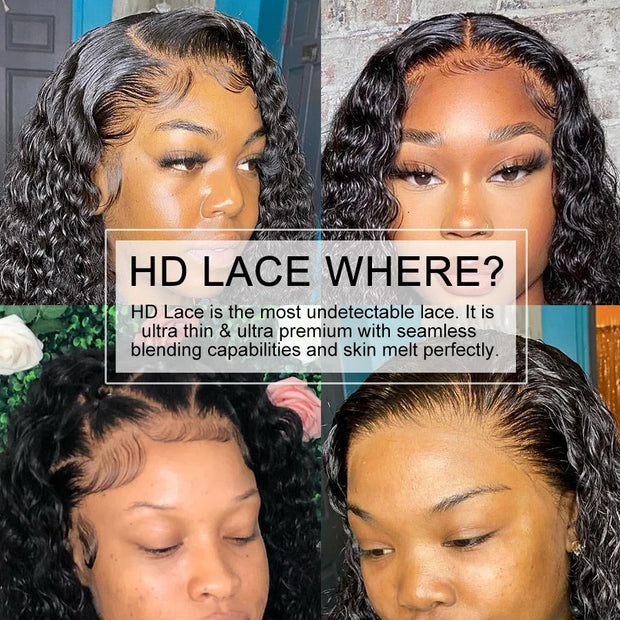 13*6 HD Lace Frontal Wig Human Hair Wigs Curly Wig Full Lace Front Water Wave HD Transparent Lace Frontal Wig 5*5 HD Closure Wig