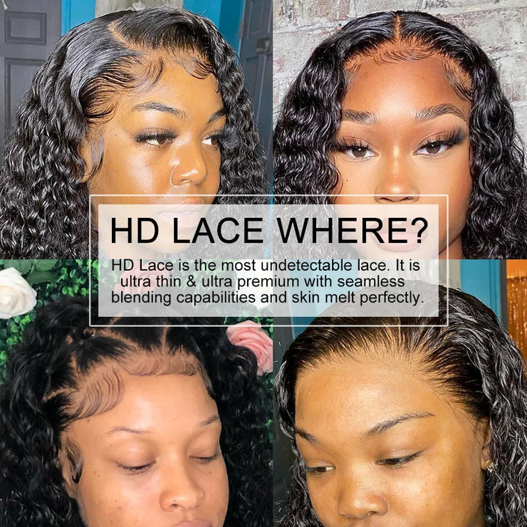 13*6 HD Lace Frontal Wig Human Hair Wigs Curly Wig Full Lace Front Water Wave HD Transparent Lace Frontal Wig 5*5 HD Closure Wig
