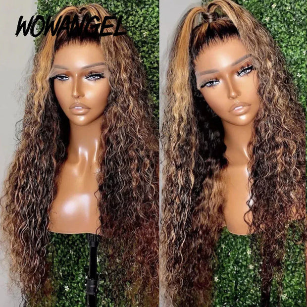 250% Highlight Wigs HD Lace Front Full Lace Frontal Wigs Curly Water Wave Wigs 13x6 HD Lace Frontal Human Hair Wigs Melt Skins