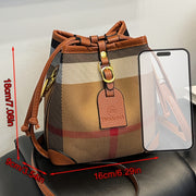 Perfect Lily Women's Retro Plaid Mini Handbag - Adjustable Crossbody/Shoulder Bag, Synthetic Leather, Beige/Tan/Black, Golden-Tone Hardware, Versatile Purse for Work, Travel & Everyday Use, Crossbody Bags For Women, Hand Bags